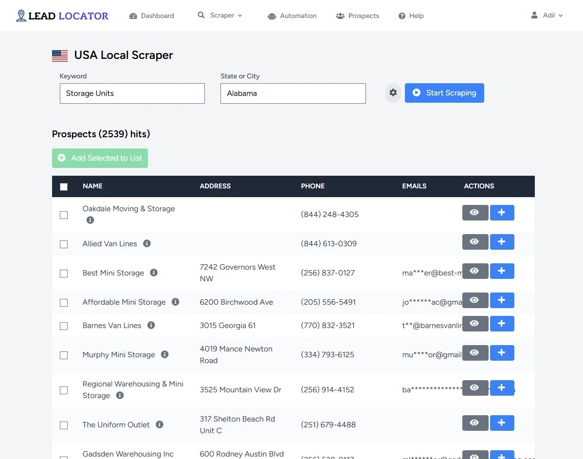 LeadLocator dashboard preview