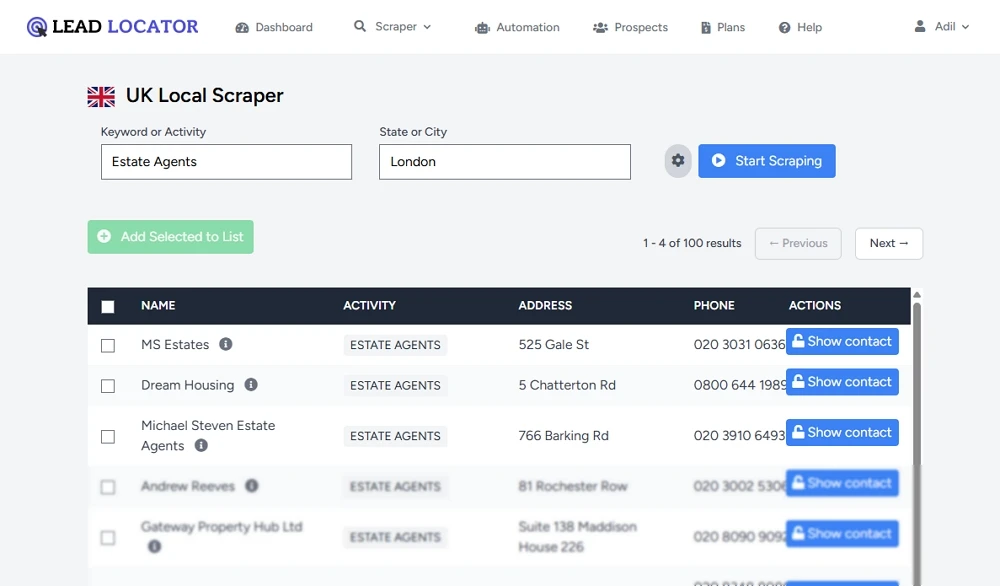 Yell Scraper