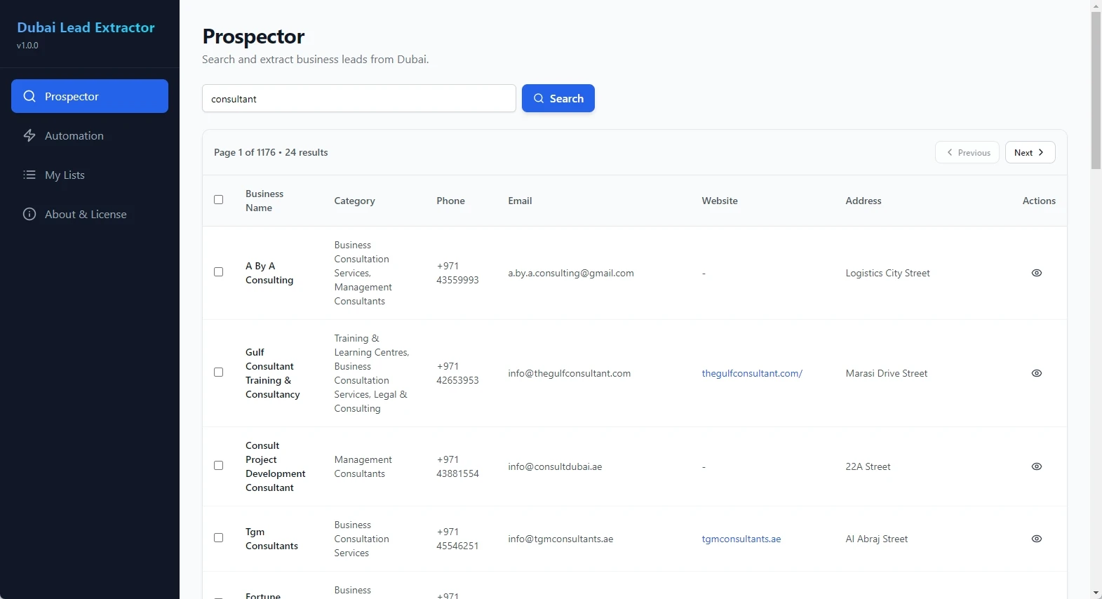 Search Interface
