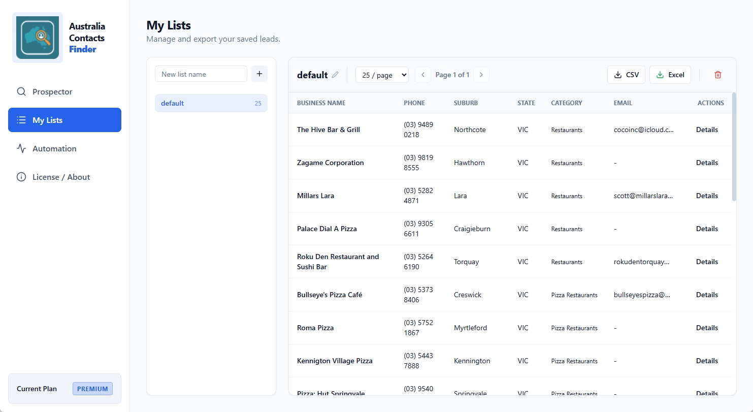 Excel Export Feature