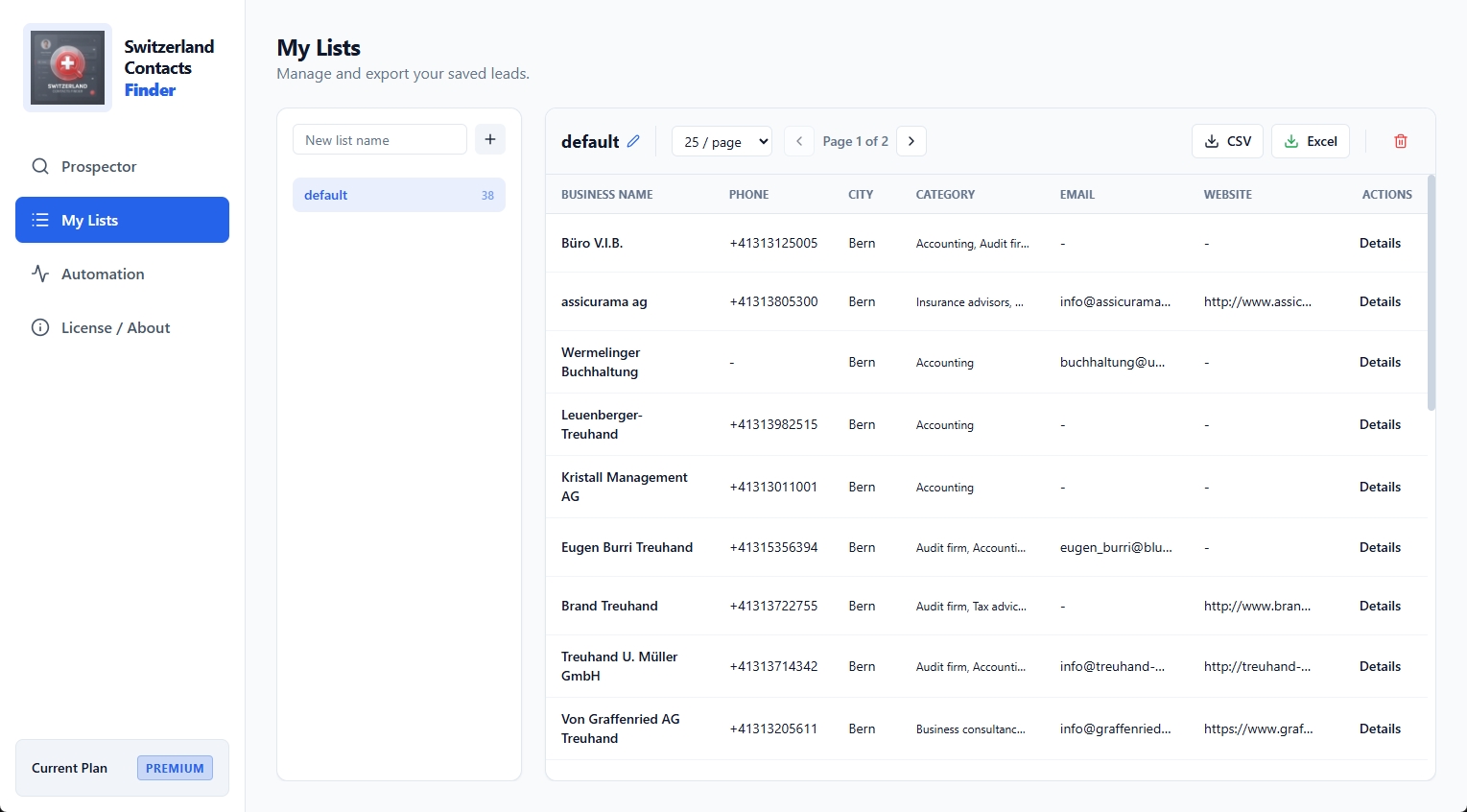 Excel Export Feature