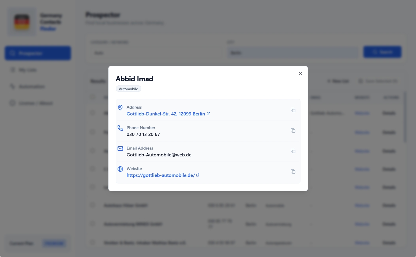 Detailed Contact View