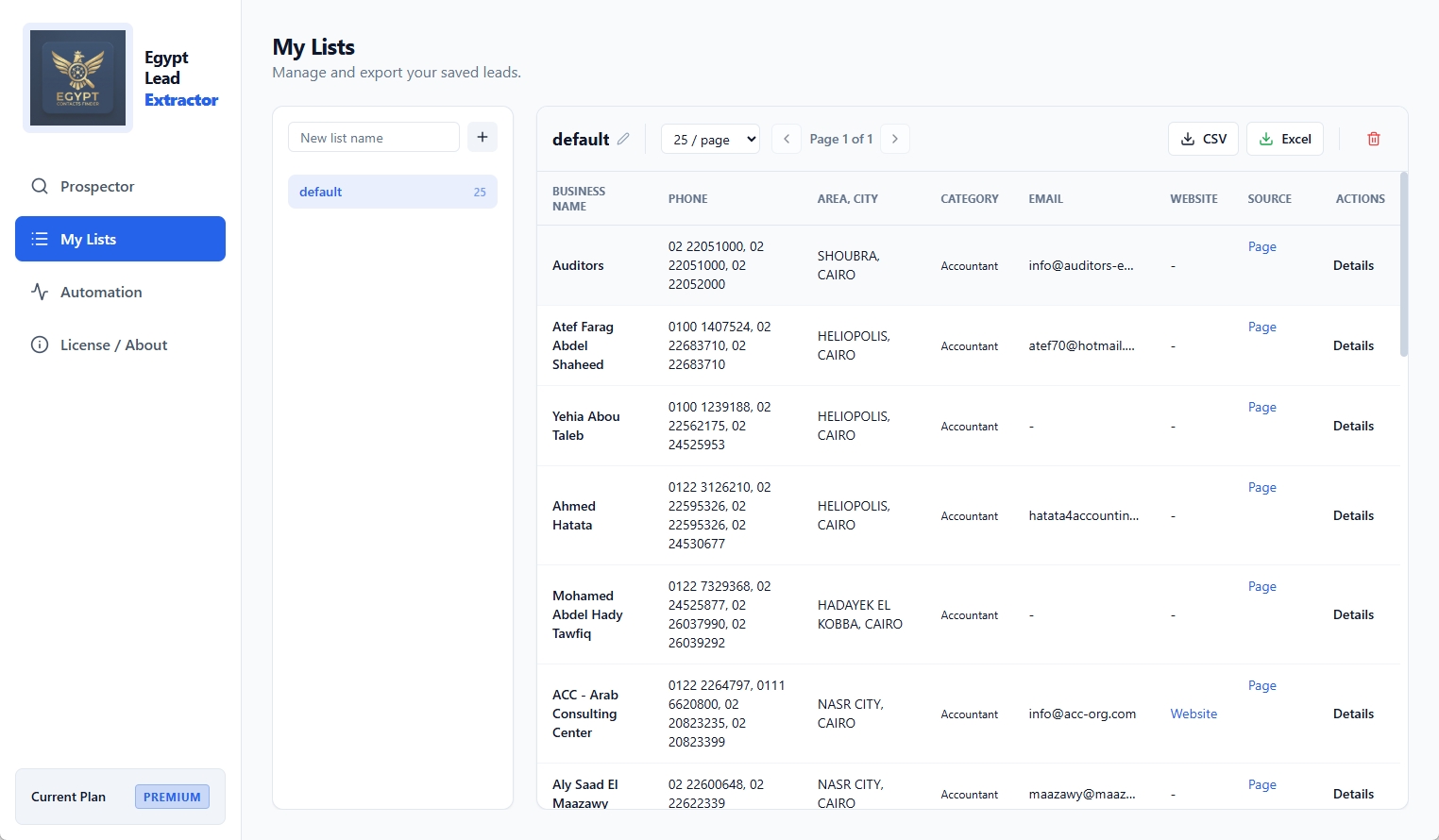 Excel Export Feature