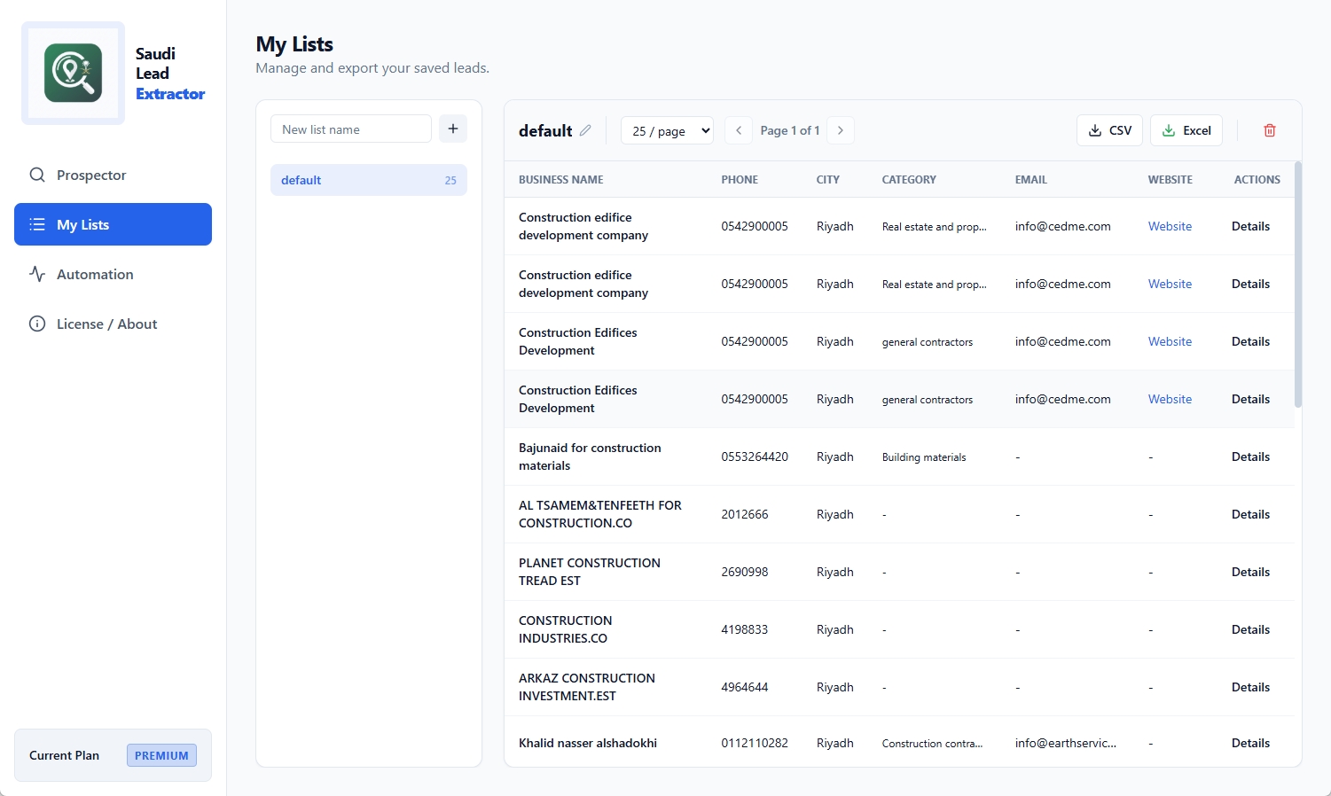 Excel Export Feature