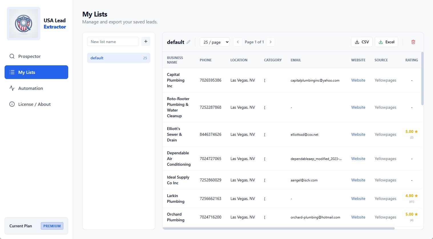 Excel Export Feature